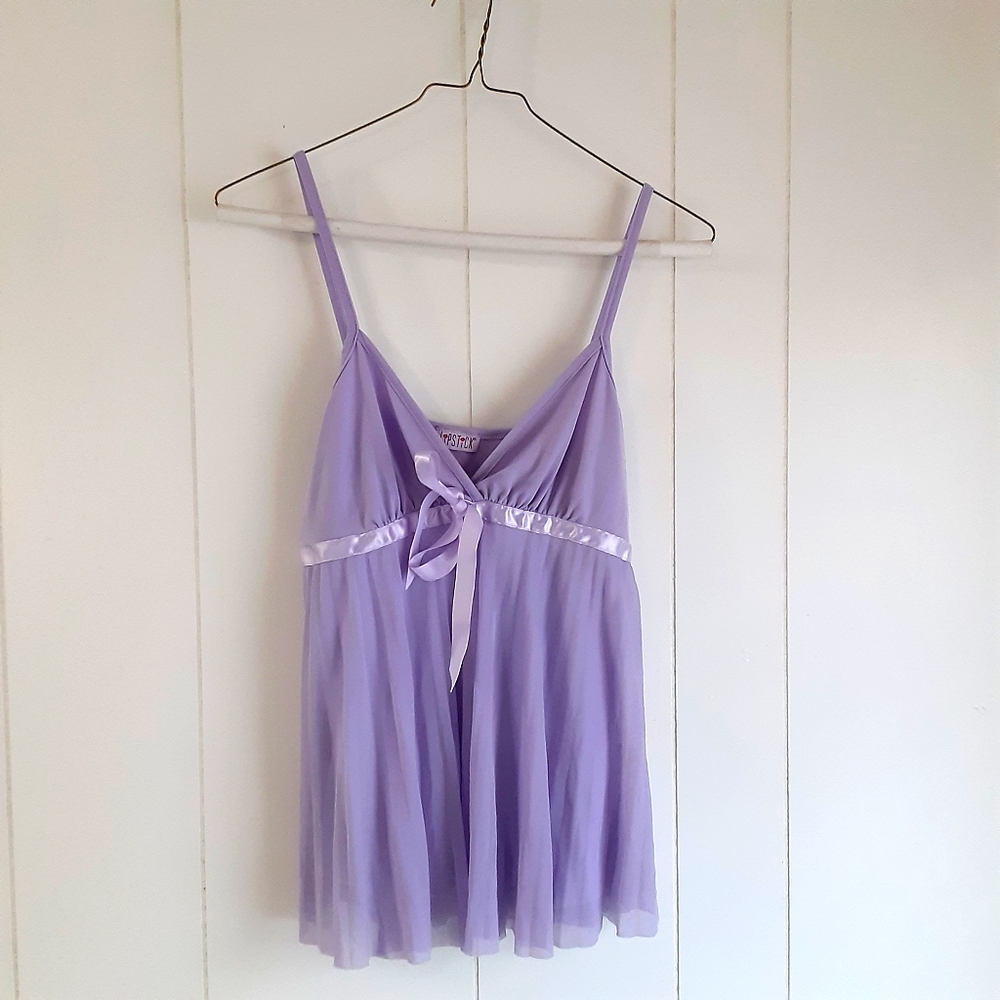 Women's Violet Babydoll Bow Blouse Cami